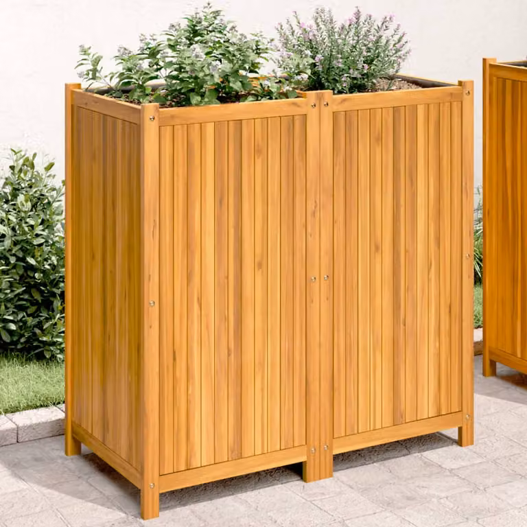 Fioriera da giardino vidaXL in legno di acacia massello marrone L: 100 cm, P: 50 cm, H: 100 cm