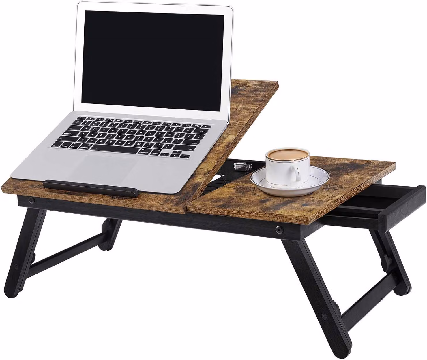 Tavolino regolabile per laptop - Tavolino da letto - Realizzato in bambù e fibra di legno - 55 x 35 cm - Marrone