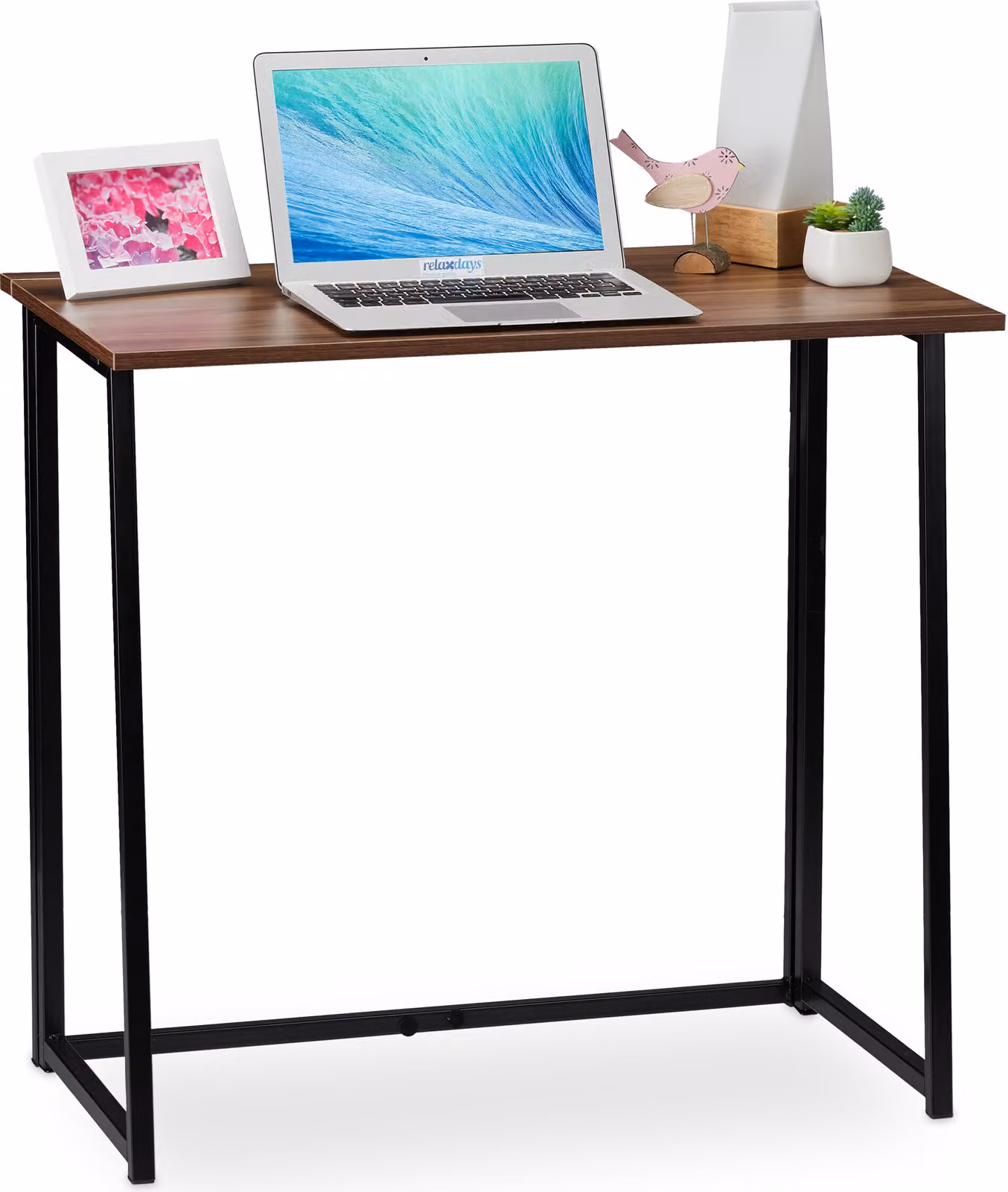 Scrivania pieghevole Relaxdays, scrivania salvaspazio, home office, camera dei ragazzi, 74,5 x 80 x 45 cm, marrone/nero