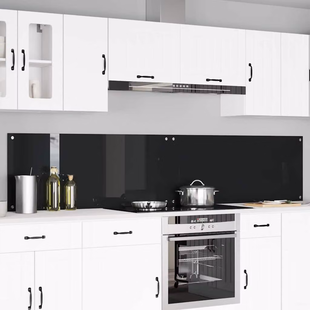 Set di 2 schienali da cucina vidaXL in vetro temperato nero, L: 120 cm, P: 50 cm