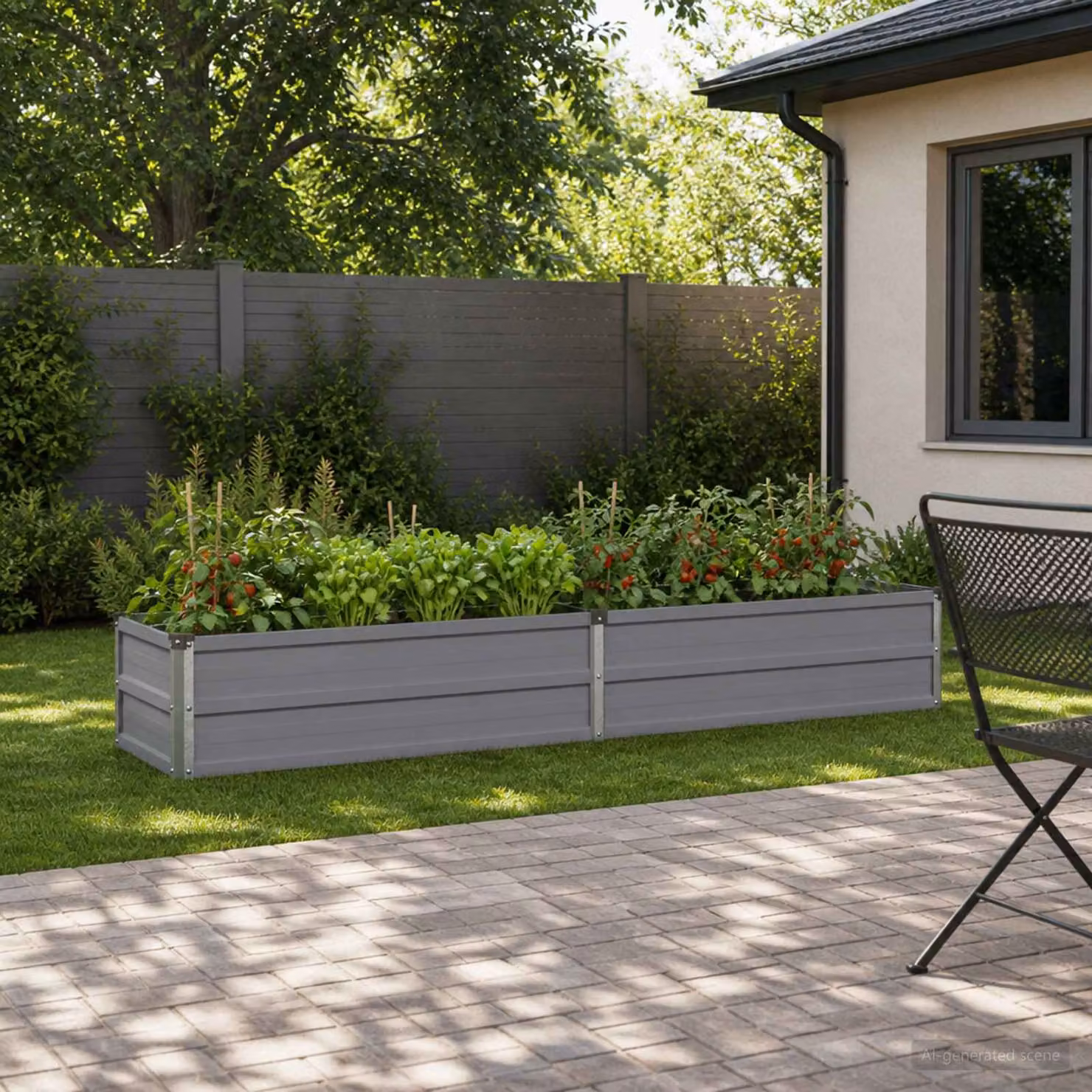 Letto rialzato da giardino vidaXL in metallo Grigio L: 160 cm, P: 40 cm, H: 24 cm