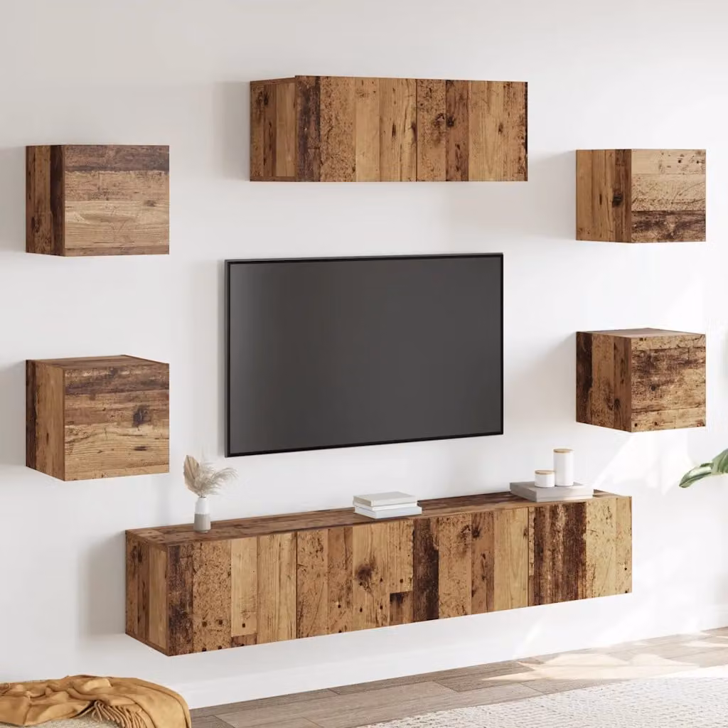 Set Mobile TV vidaXL 5 pezzi in legno color marrone stile classico, montaggio a parete, L: 80 cm, P: 30 cm, H: 30 cm
