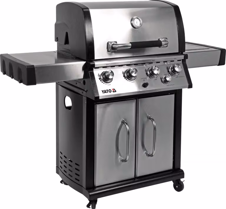 Griglia a gas 17,5 kW, 4+1 bruciatori, acciaio inox 147 x 58 x 127 cm