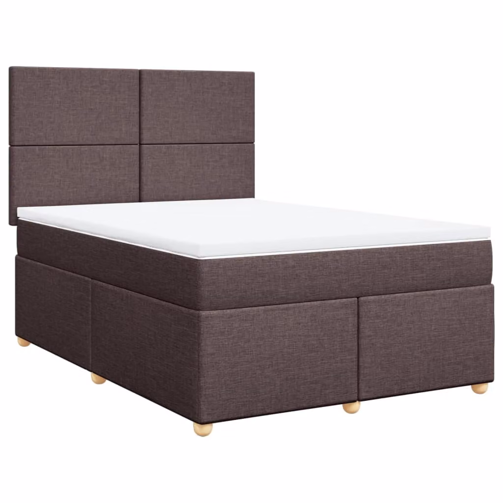 Giroletto a Molle con Materasso Marrone Scuro 140x190cm Tessuto