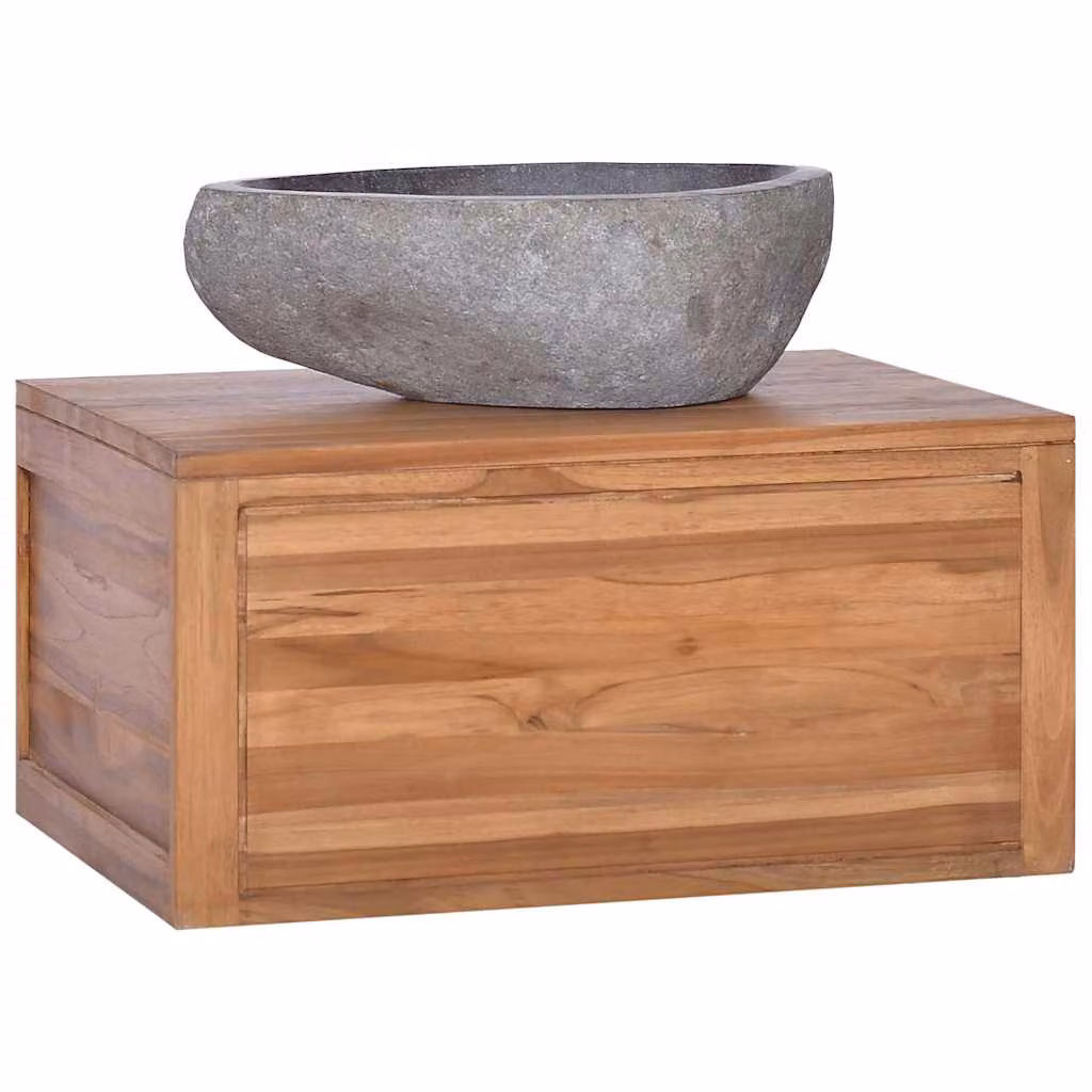 Armadietto da Bagno a Parete vidaXL in Legno di Teak Marrone L: 60 cm, P: 45 cm, H: 30 cm