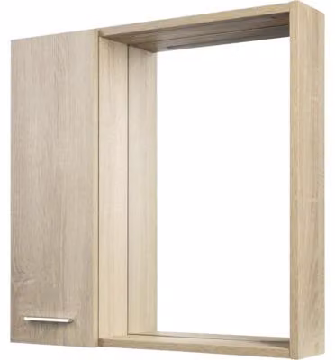 Aqualine ZOJA/KERAMIA FRESH STRIP Armadietto a specchio con illuminazione a LED 60x60x14 cm, versione sinistra, rovere platino