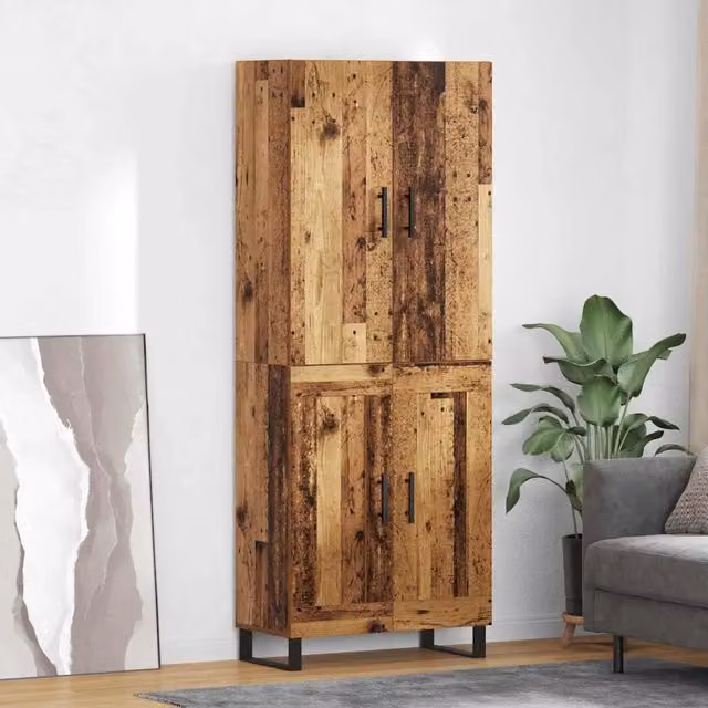 Set di 2 credenze vidaXL in legno e metallo color marrone per soggiorno o sala da pranzo L/P/H: 69,5 x 34 x 180 cm