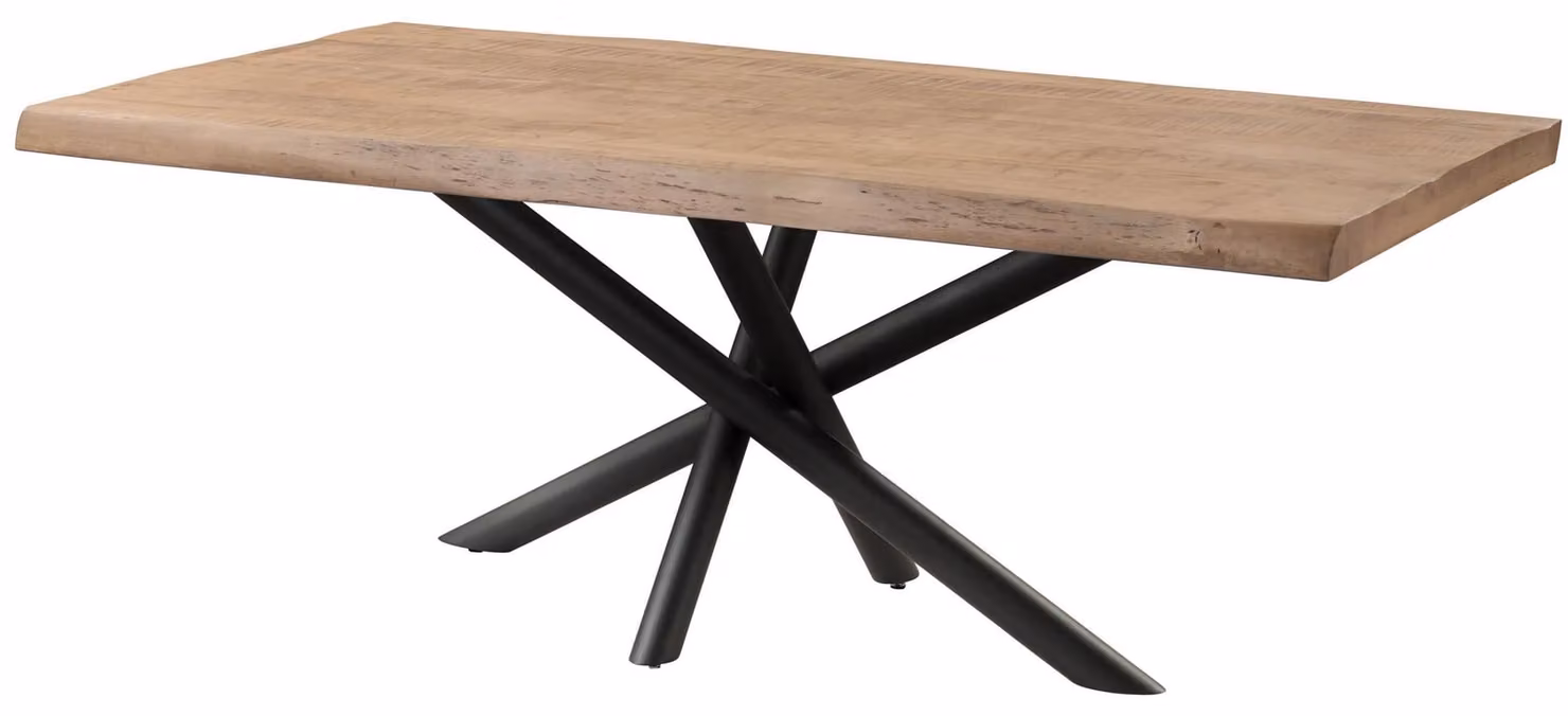 MASSIVMOEBEL24 | Tavolo da pranzo in legno di mango 200x100x76 laccato beige / gambe mikado antracite matt FREEFORM 5