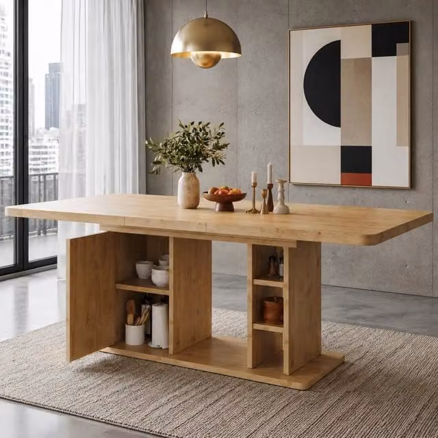 Tavolo da pranzo allungabile 140/180 x 80 cm rovere – vano contenitore