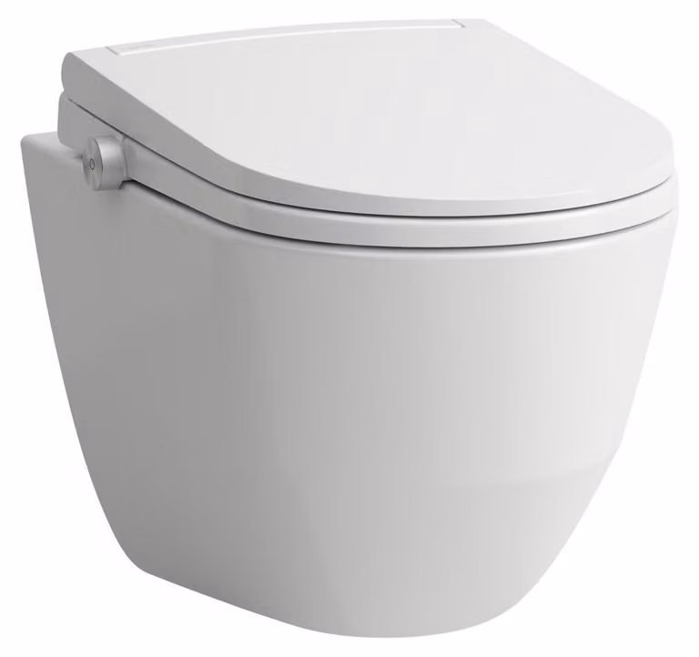 LAUFEN Cleanet Pro Comfort Lite : WC douche mural, sans rebord, à chasse d'eau profonde, siège et couvercle à fermeture amortie, 370 x 530 x 460 mm, H614890000S002, H614890000S002