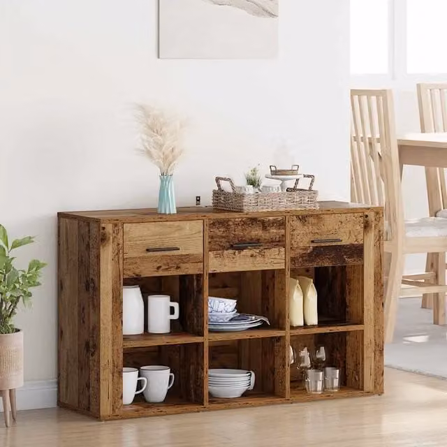 Credenza Buffet Rustica vidaXL in Legno Marrone L: 100 cm, P: 30 cm, H: 59,5 cm
