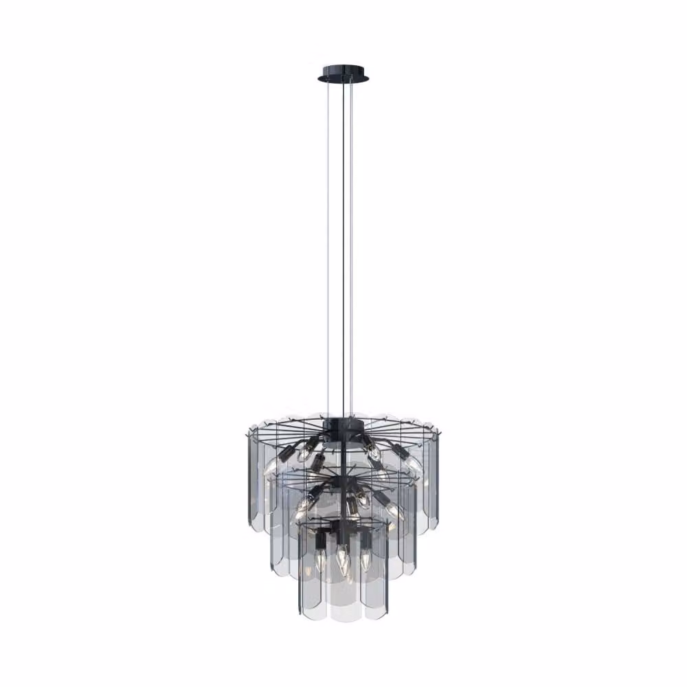 Lampadario NIRA nero cromato 14xE14x40W vetro, dimensioni: 180x56x56 cm, IP20, Zuma Line