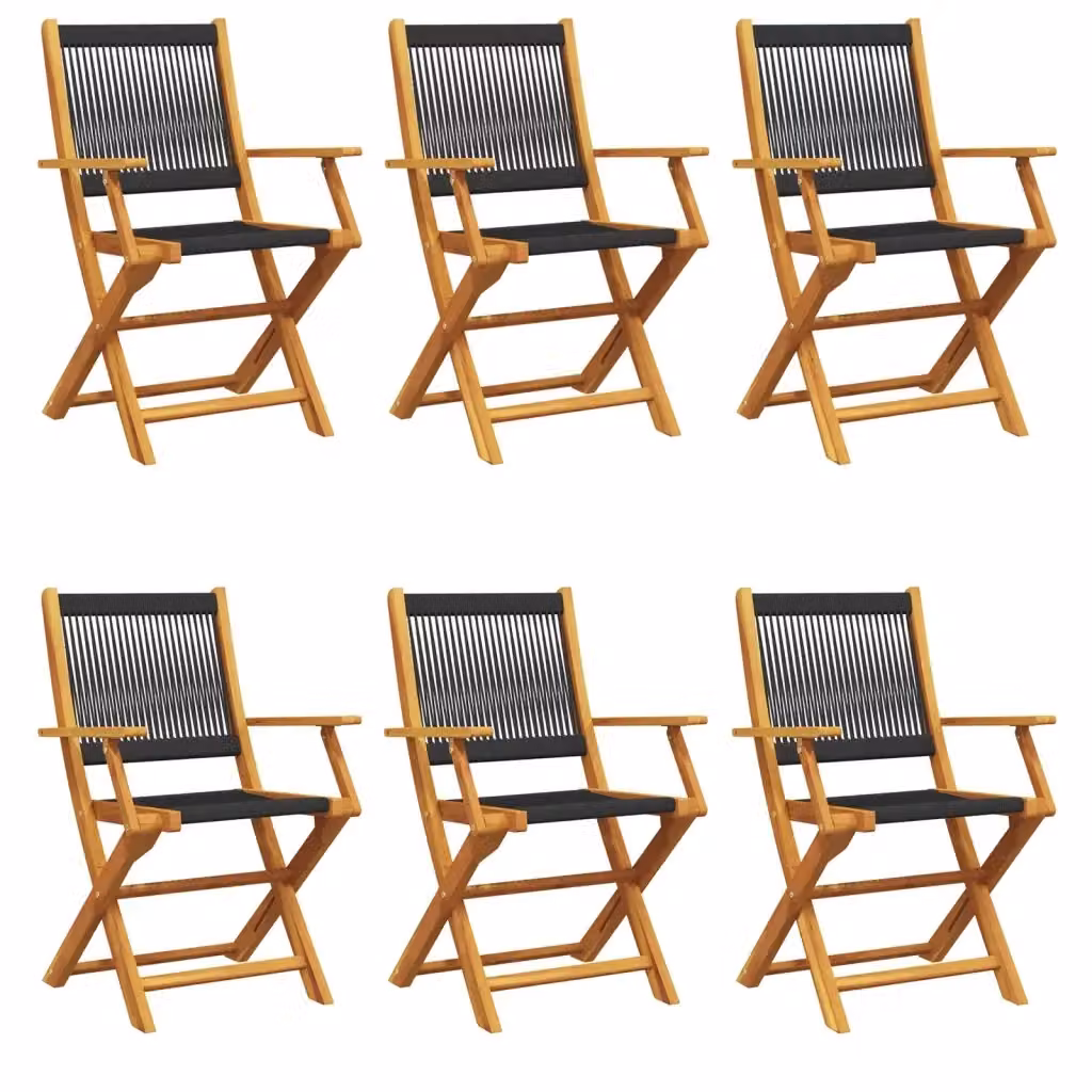 Set di 6 sedie pieghevoli vidaXL in legno di acacia nero con braccioli – 2