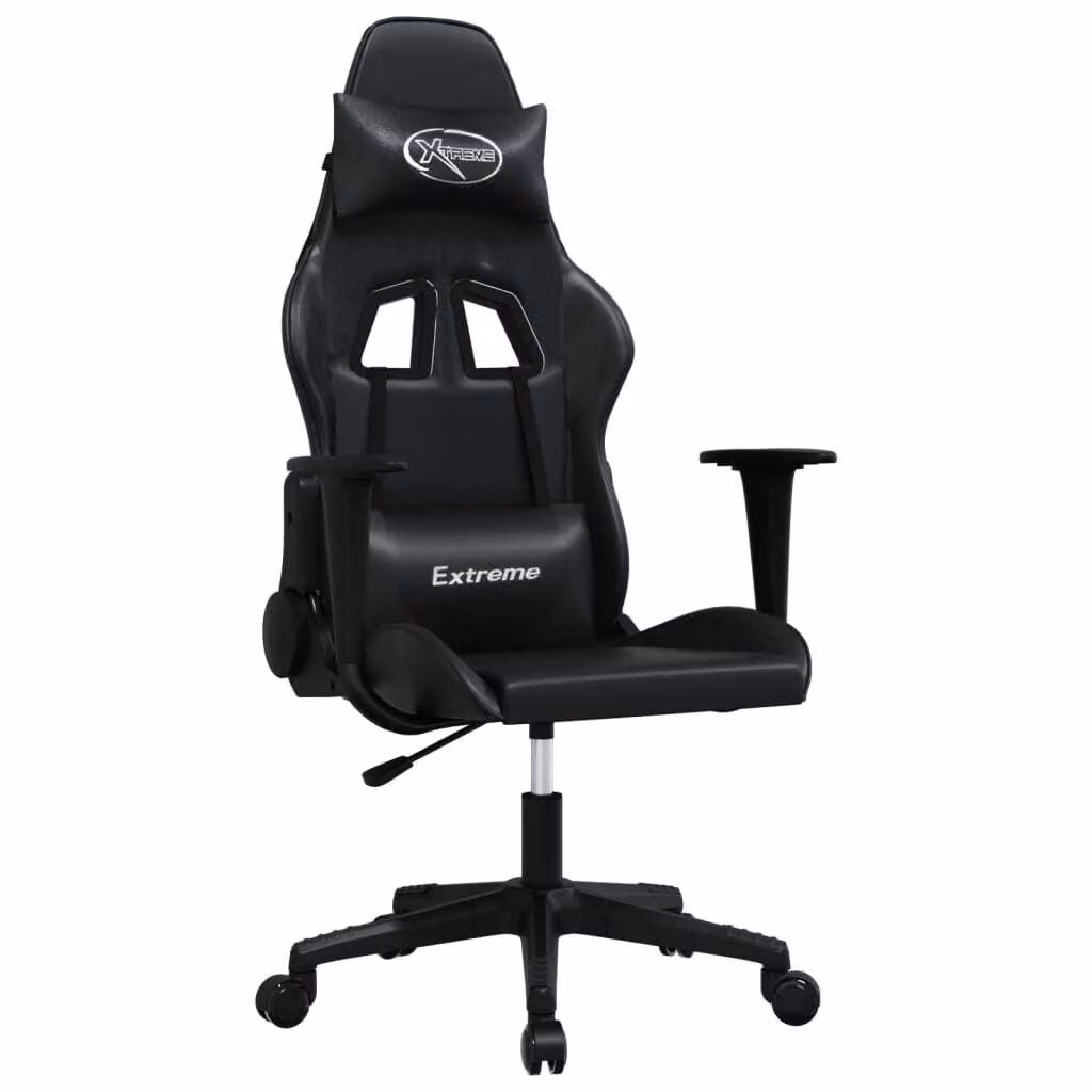 Sedia da Gaming Massaggiante Nera in Pelle finta