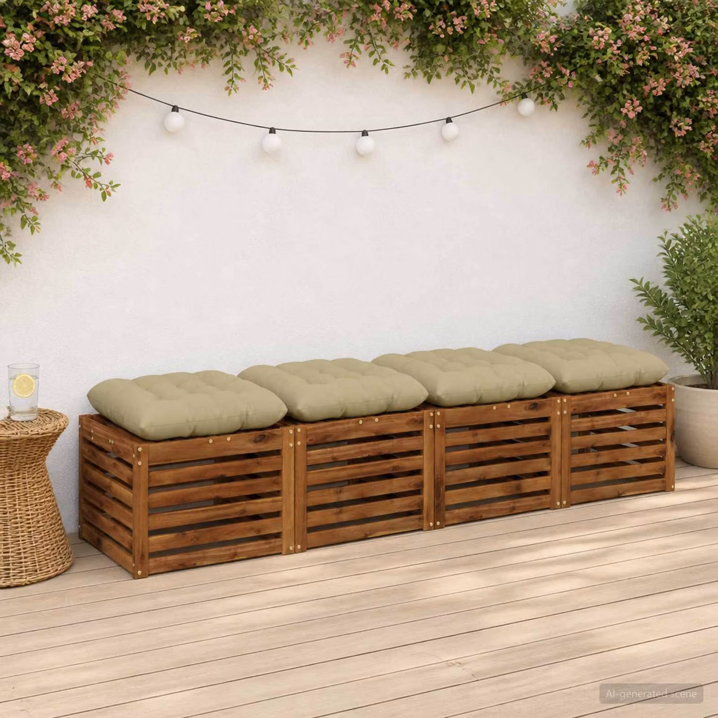 Set di 4 cuscini per seduta VIANEN vidaXL in poliestere verde chiaro e beige