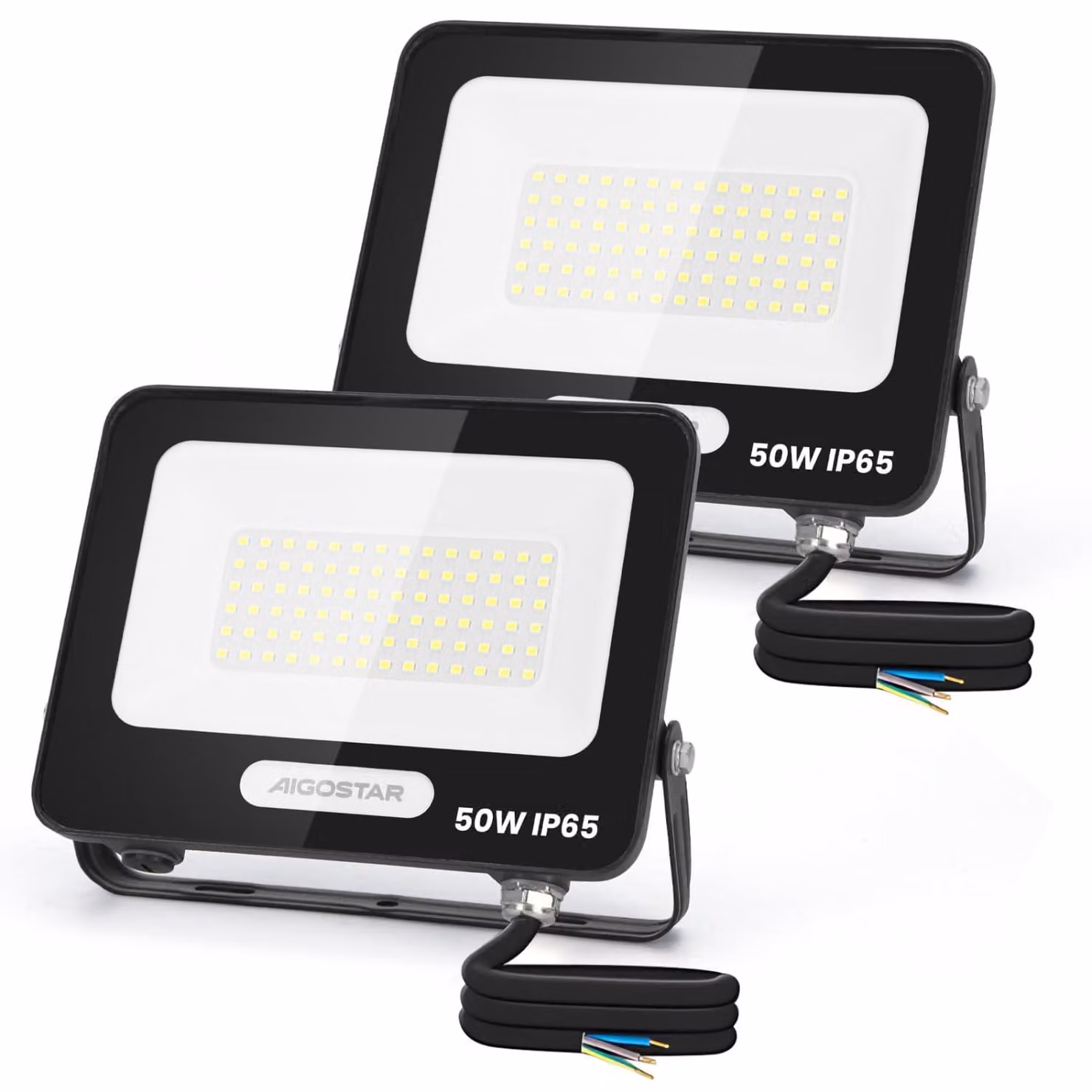 Aigostar, faretto LED da esterno/interno, 50W, 4500 lumen, 6500K (bianco freddo), grado di protezione IP65, confezione da 2 pezzi – 50W, 6500K
