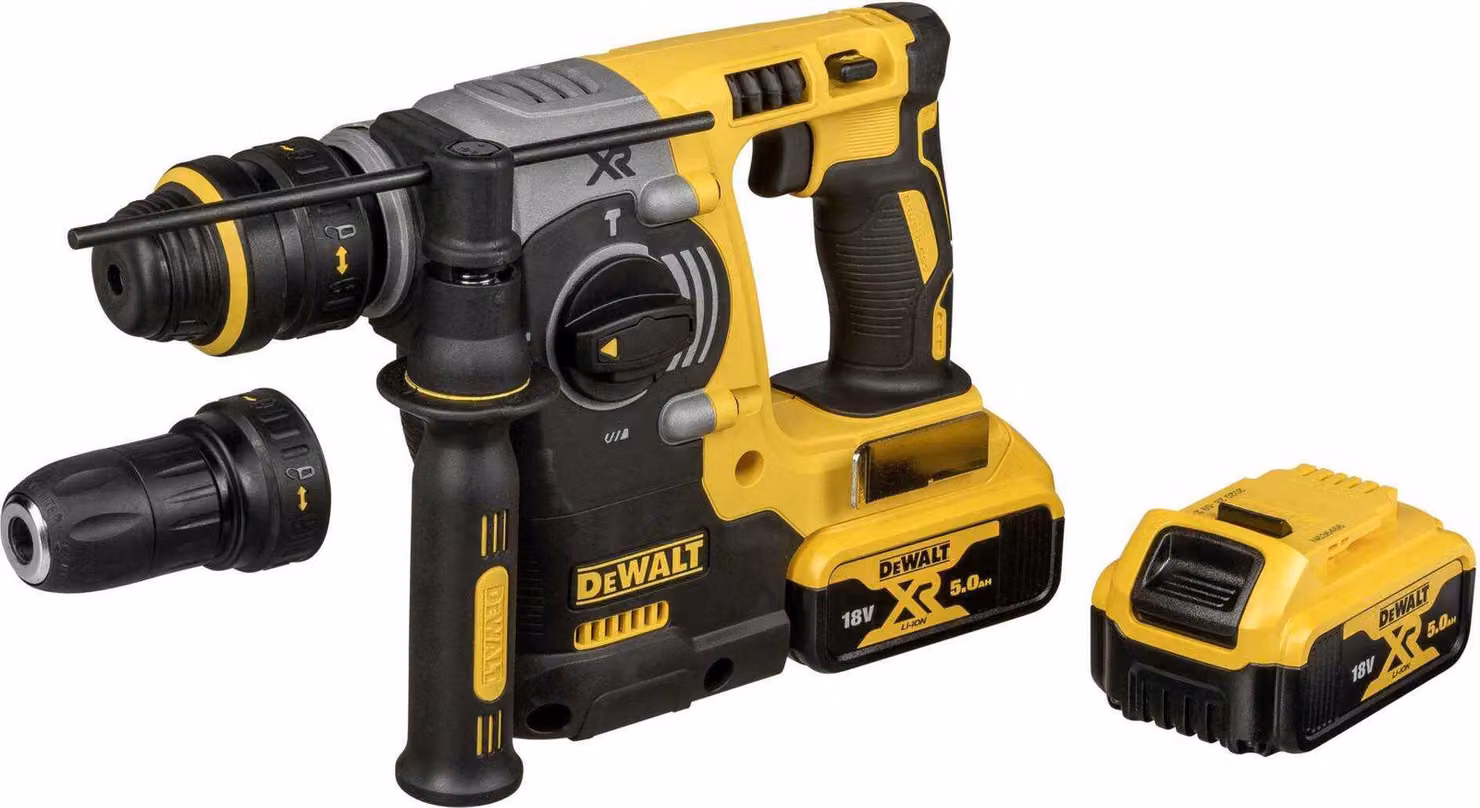 DeWALT DCH274P2T-QW - Trapano avvitatore a percussione combinato SDS-plus, 18V, 24mm, 2.1 Joule, 2 batterie da 5.0Ah, sistema di trasporto TSTAK