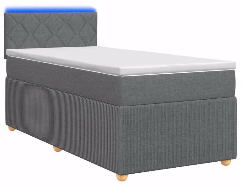 Letto a molle con materasso grigio scuro 100 x 200 cm in tessuto