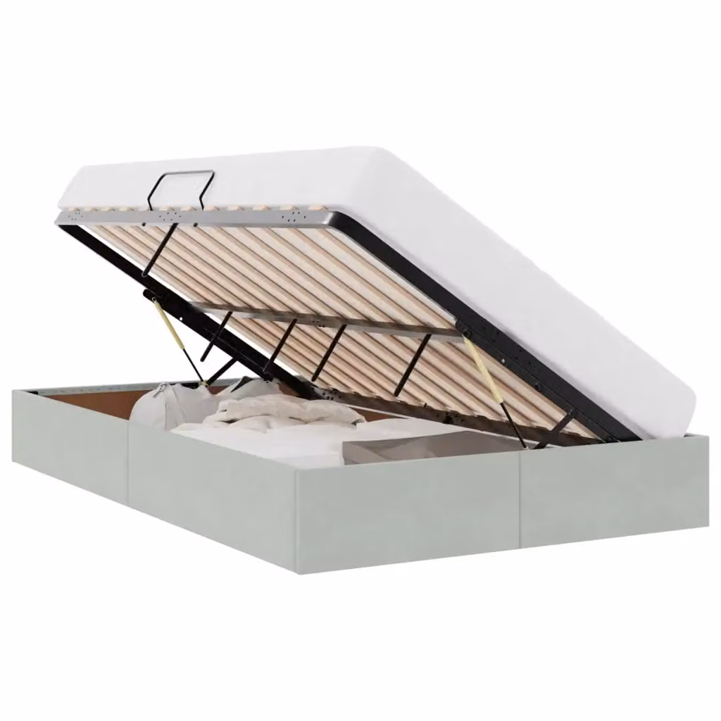 Letto ottomano moderno vidaXL in velluto grigio con base a sollevamento L/P/H: 120 x 200 x 23,5 cm – 2