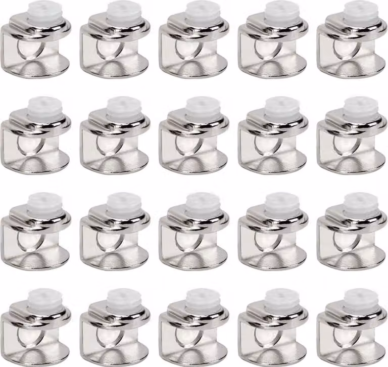 Supporti regolabili per mensole, realizzati in lega di zinco, confezione da 20 pezzi, dimensioni 19x16 mm, adatti per cucina e bagno