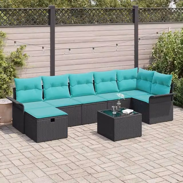 Set Divano da Giardino 8 pz Poly Rattan 3360247