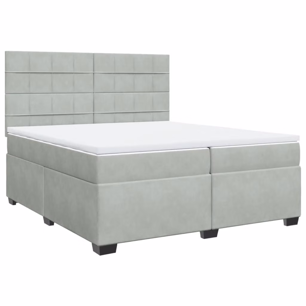 Giroletto a Molle con Materasso Grigio Chiaro 200x200cm Velluto
