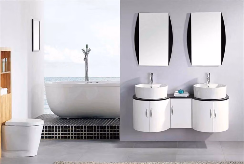 Mobile Bagno Moderno Tiger Simbashopping Bianco con Lavabo e Armadietto Specchio, L: 138 cm, P: 50 cm, H: 50 cm – 2