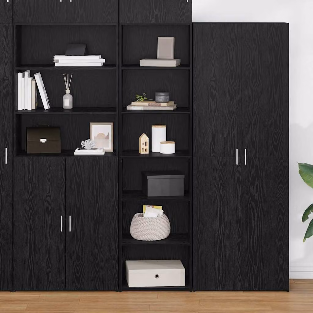 Armadietto moderno vidaXL in MDF nero con ante a battente e ripiani interni L/P/H: 50 x 41 x 185 cm
