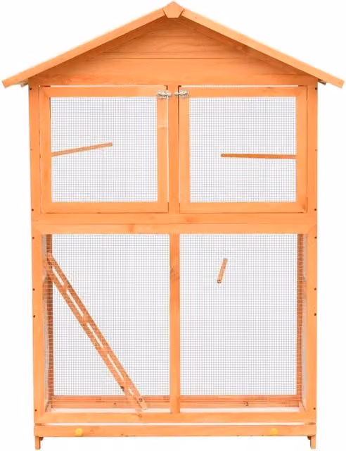 Gabbia per uccelli vidaXL in legno di pino e abete, L: 125,5 cm, P: 59,5 cm, H: 164 cm