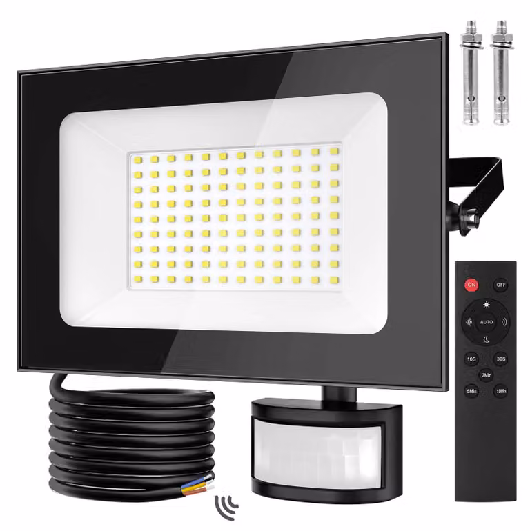 Faretto LED - 100 W - Sensore di movimento PIR - Grado di protezione IP66 (resistente all'acqua) - Lampada da parete per esterni - 220–240 V - Confezione da 1 pezzo