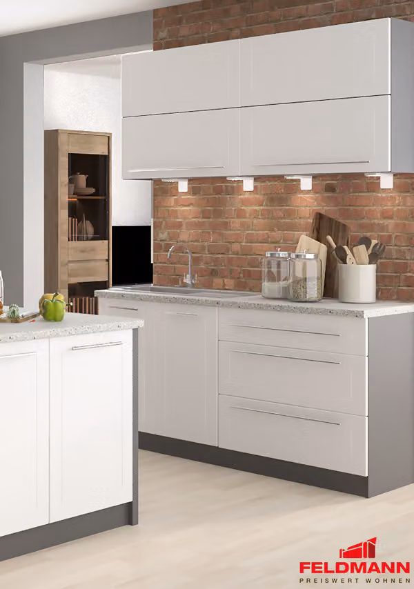 KVANTUM mobile cucina 4 pezzi 160 cm fronte lava MDF bianco opaco estensione parziale