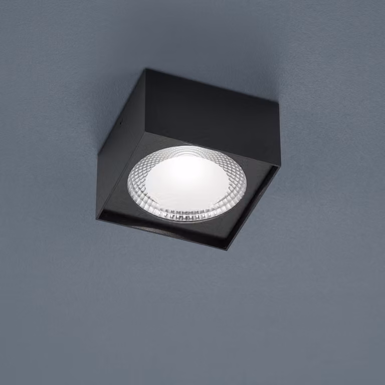 Helestra Plafoniera a LED Kari, dimmerabile, Nero, Soggiorno / Sala da pranzo, Metallo, Moderno, Plafoniera LED