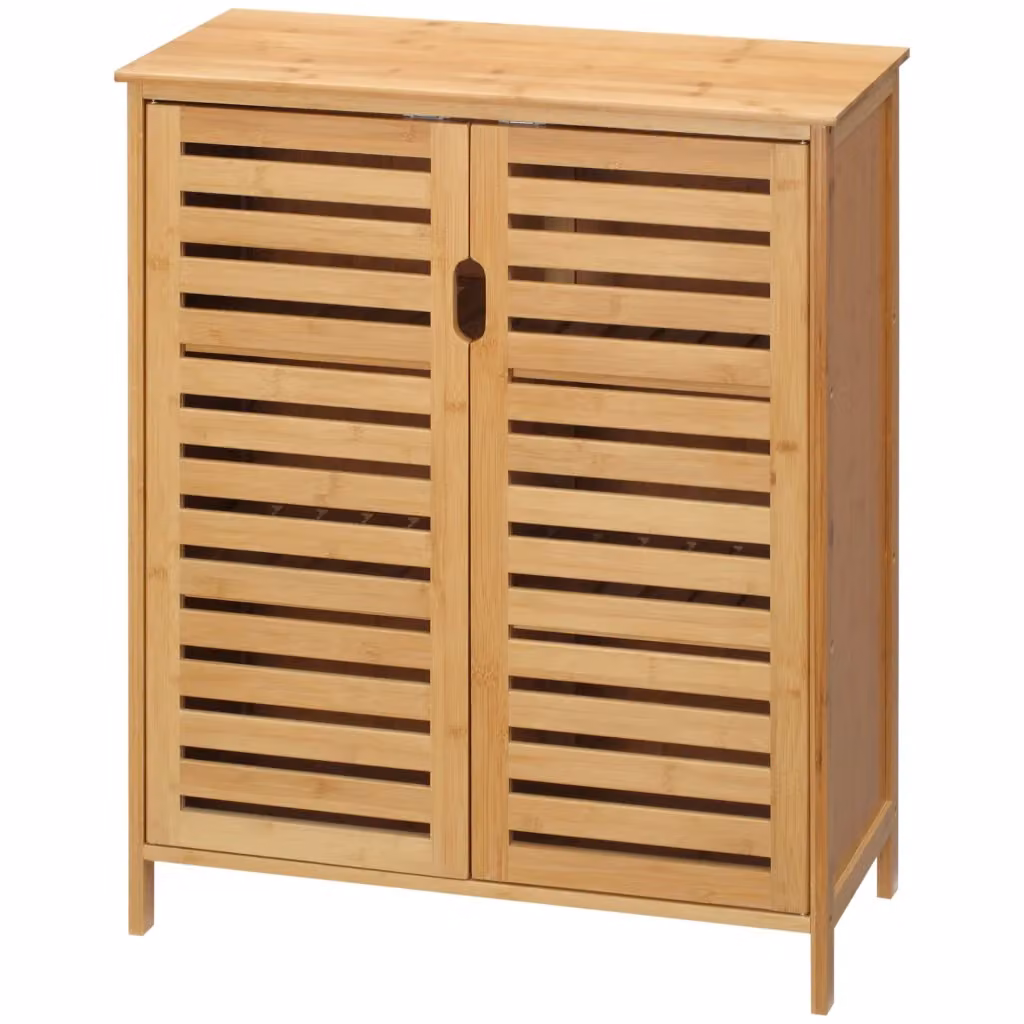 Mobile bagno XYLO in bambù marrone con 2 ante e ripiani interni L: 68 cm, P: 32 cm, H: 86 cm – 2