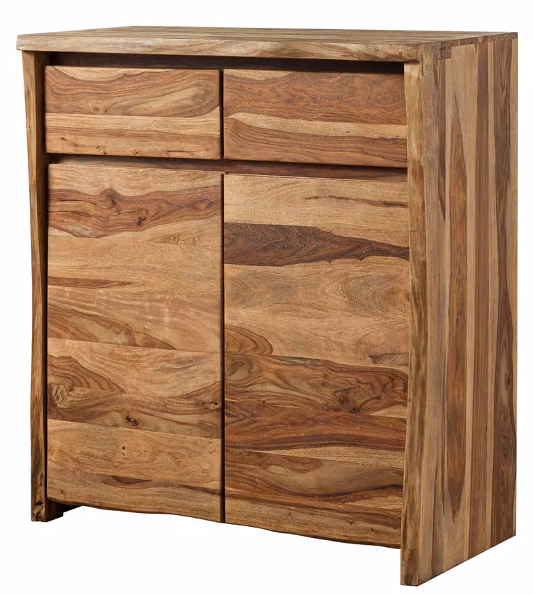 MASSIVMOEBEL24 | PURE SHEESHAM #201 Vetrinetta in legno di sheesham - laccato-sabbiato / naturale 100x48x111