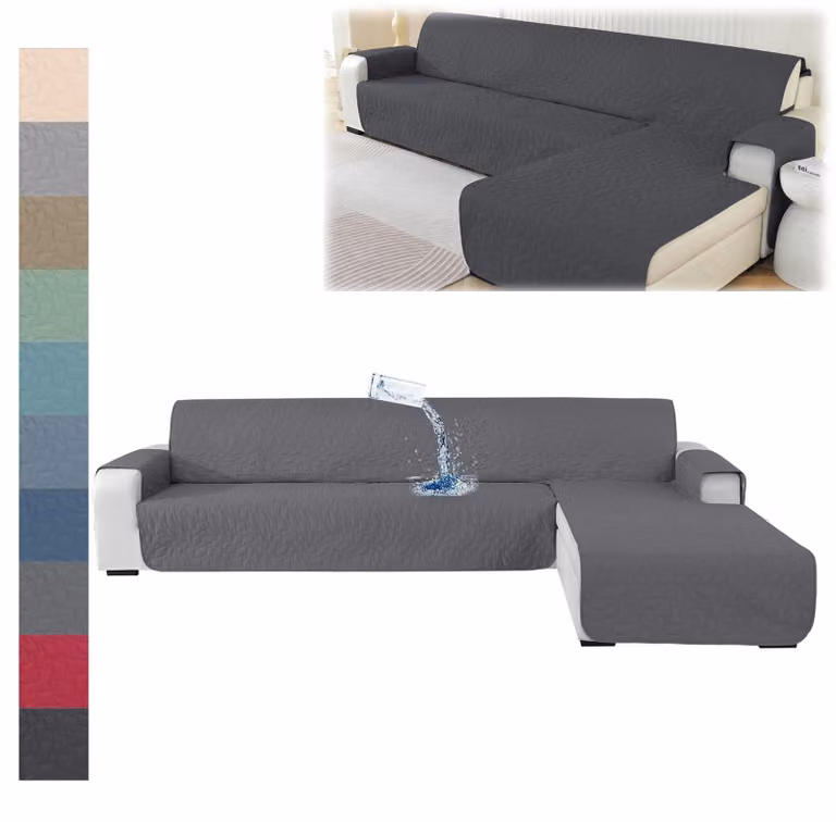 Copertura impermeabile per divani a forma di L, in grigio chiaro