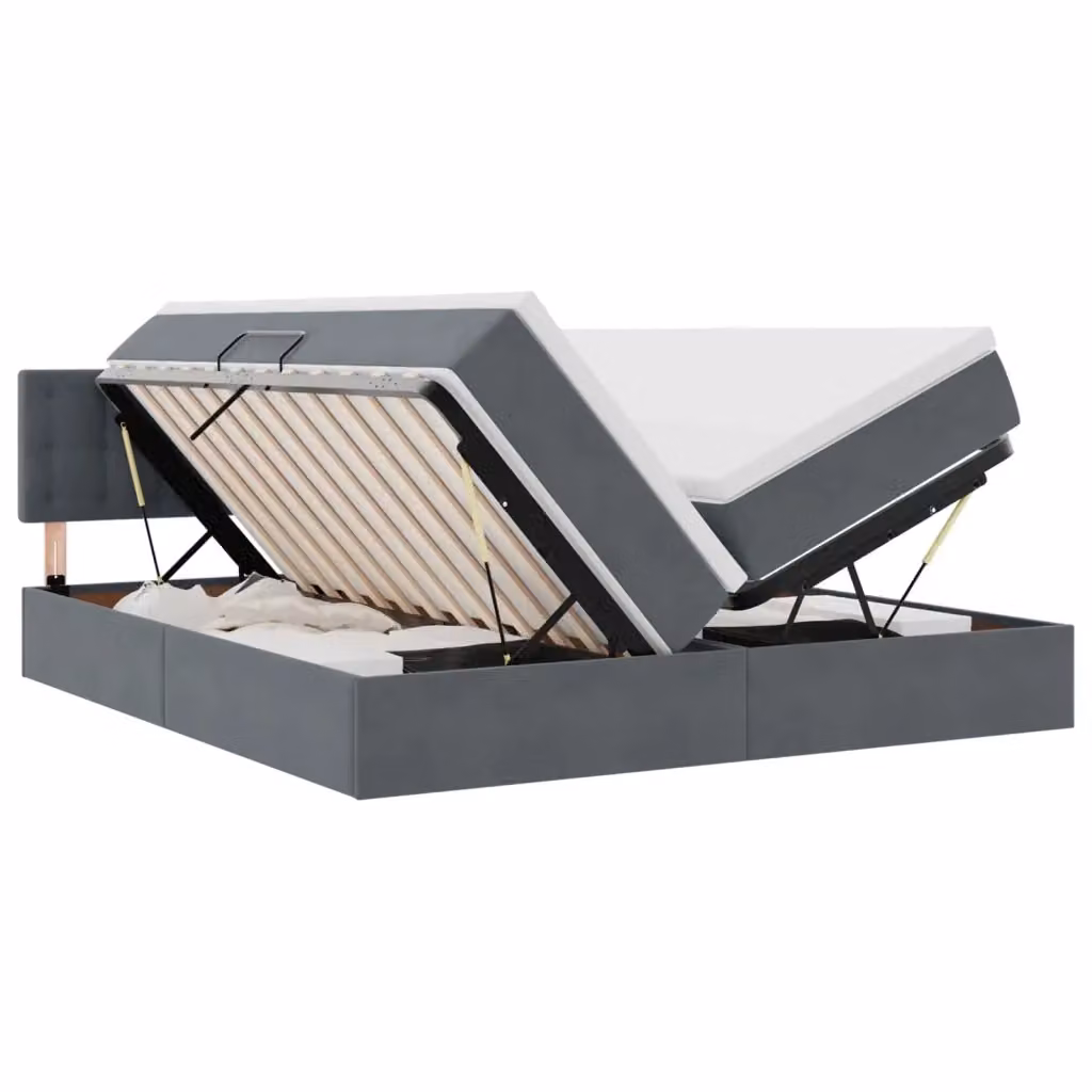 Letto con Contenitore Moderno vidaXL in Velluto Grigio L: 180 cm, P: 200 cm, H: 88 cm – 2