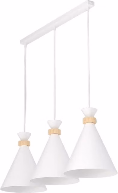 Lampadario a sospensione ZERO Emibig in legno e colore bianco con 3 portalampada E27