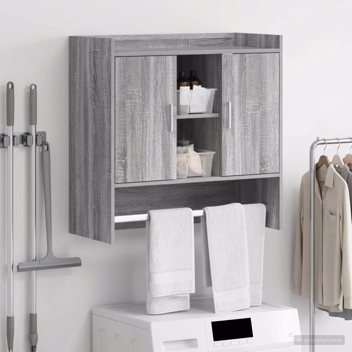 Scaffale da parete moderno vidaXL in finitura Sonoma grigio L 80 cm x P 36 cm x H 80 cm