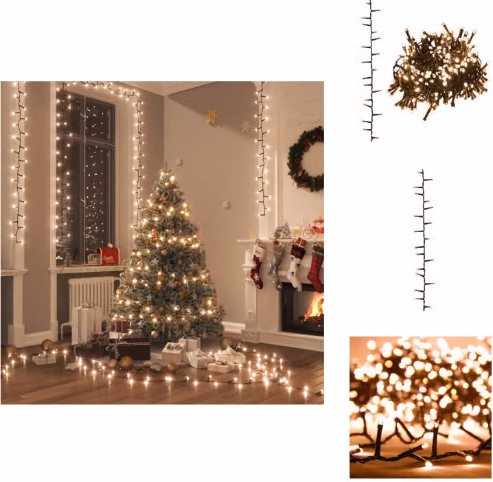 vidaXL Luci LED da fata con 3000 LED bianco caldo 65 m PVC - Illuminazione natalizia