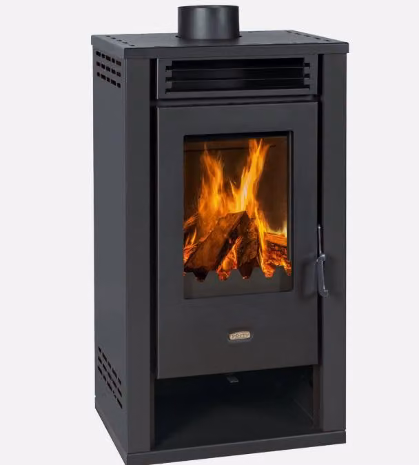 PRITY K2 GT, Stufa a legna indipendente con vetro, 8,1 kW, Nero, Classe A+, Ø 150 mm