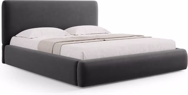 Letto con cassettone e testiera Colonel di Cosmopolitan Design in velluto grigio scuro L/P: 180 x 200 cm – 1