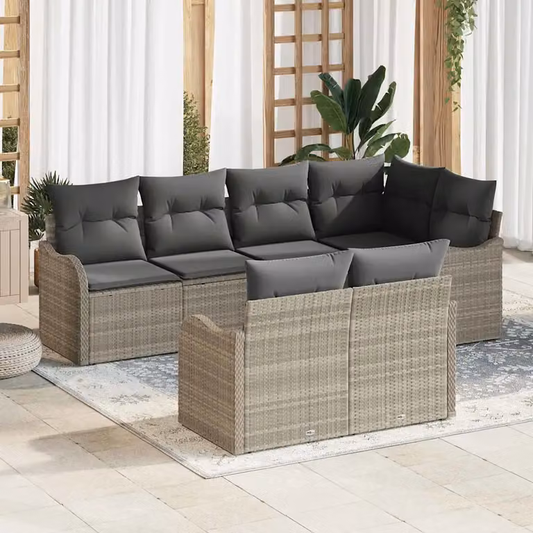 Set Divano da Giardino vidaXL a L 7 pz Grigio con Cuscini e Struttura in Metallo