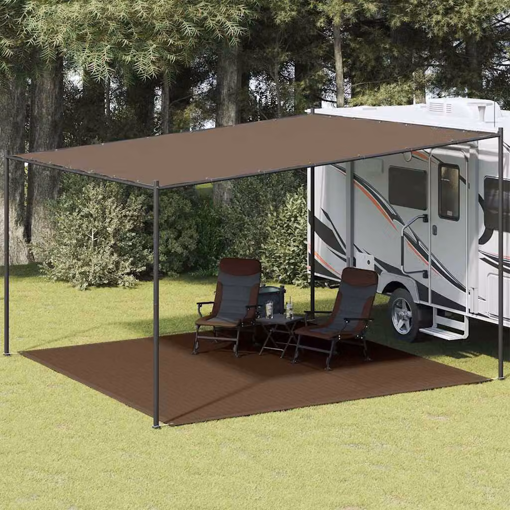 vidaXL Tappeto da tenda marrone in polietilene per giardino e terrazzo L/P: 400 x 400 cm