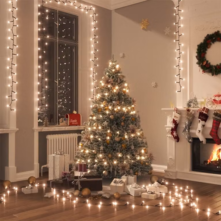 The Living Store Fata LED con 2000 LED bianco caldo 45 m PVC