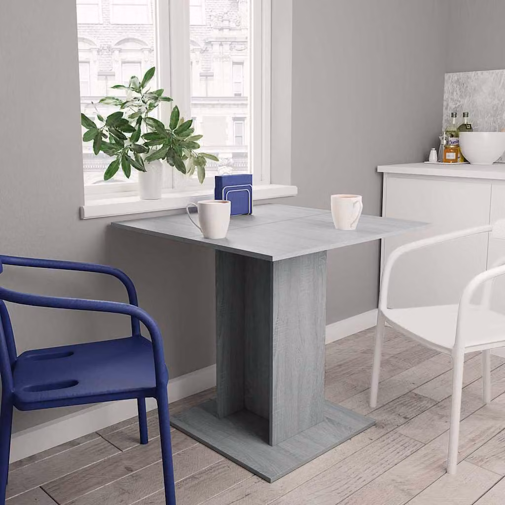 vidaXL Tavolo da Pranzo Quadrato in Legno Multistrato Grigio, L/P/H: 80 x 80 x 75 cm