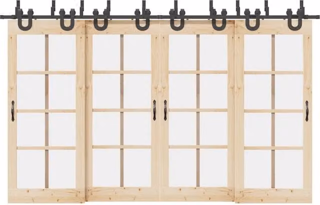 Kit di binari per porte scorrevoli vidaXL in acciaio nero opaco, lunghezza 366 cm