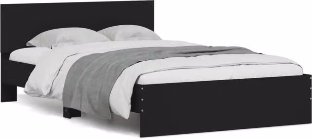 Letto matrimoniale | Letto per adulti | Giroletto con Testiera Nero 120x190 cm