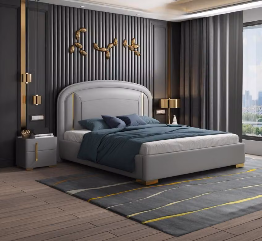 Doppelbett Bett Holz Design Luxus Möbel Polsterbett Designbett Betten