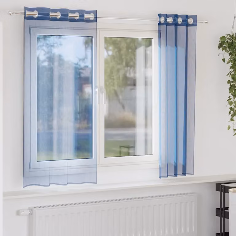 Set di 2 tende in voile semi-trasparenti vidaXL con occhielli, colore blu, in poliestere