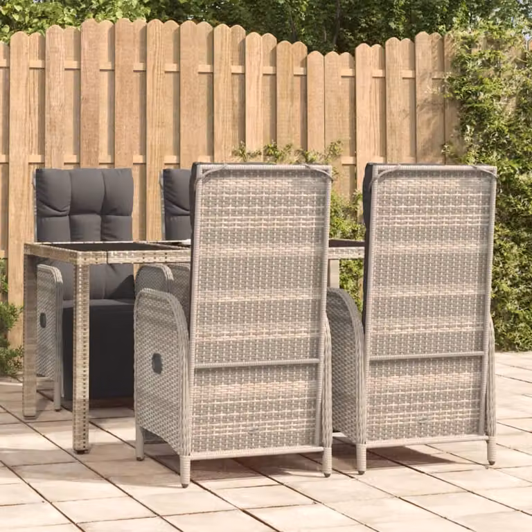 The Living Store Set da pranzo da giardino 5 pezzi con cuscini in poly rattan grigio